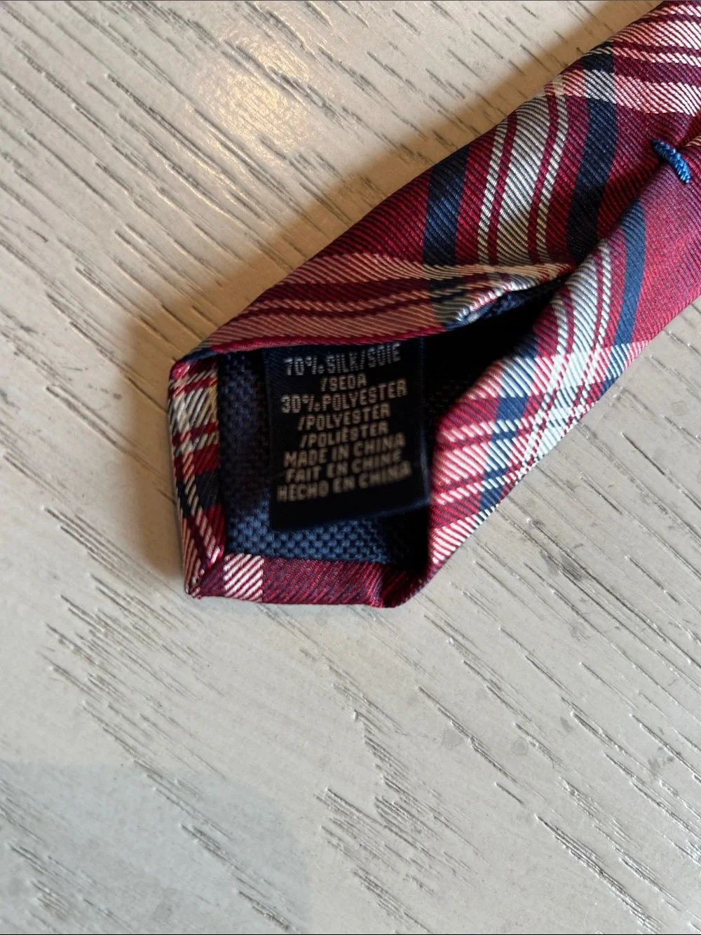Nautica Red Plaid Tie with Navy and White Stripes